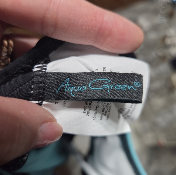 Aqua Green Teal and Black Swimwear - Picture 2 of 4